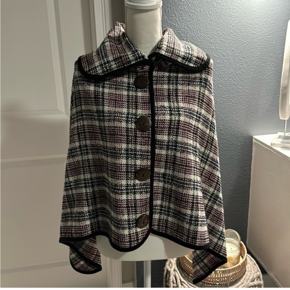 Plaid Button-Up Cape